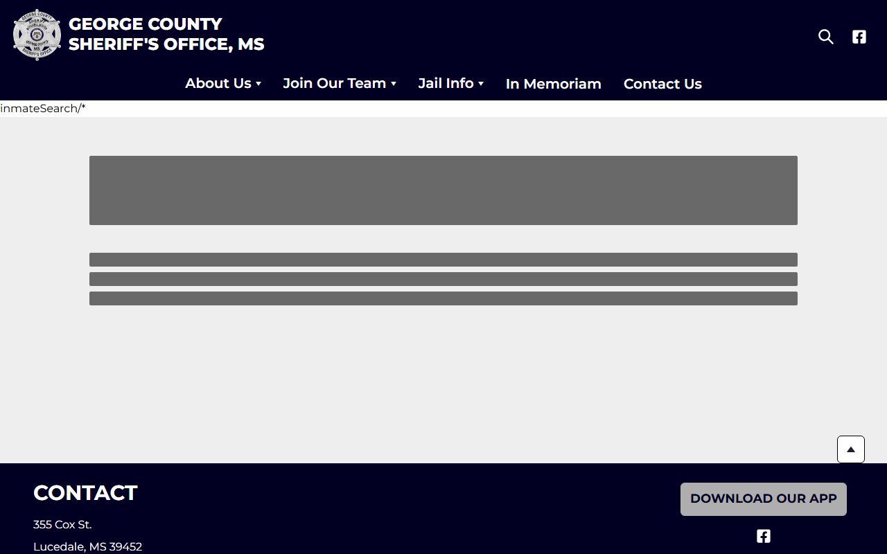 George County inmate search page for current jail roster records